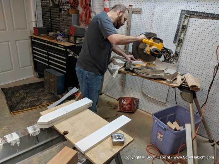 Back in his wood shop, we cut the PVC decking into signs.