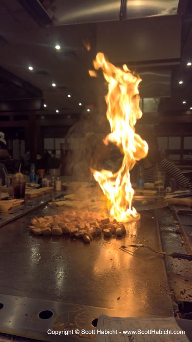 Dinner at a Japanese restaurant.