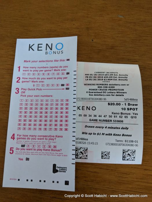 I played, and lost, at Keno.