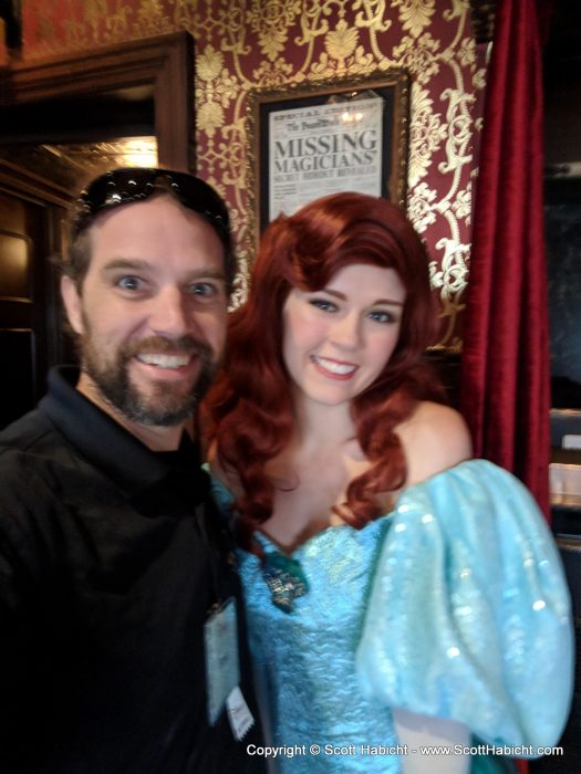 I caught Ariel waiting to go in for a character lunch, and grabbed a quick selfie.