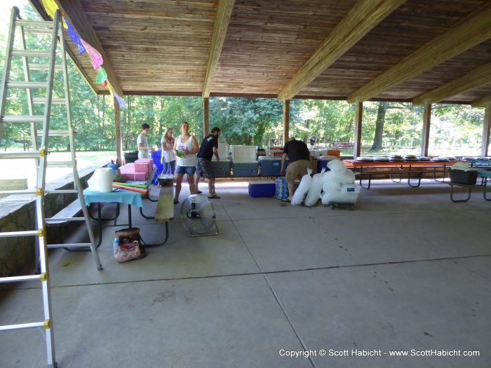 We had help from family and friends to set up the pavillion.