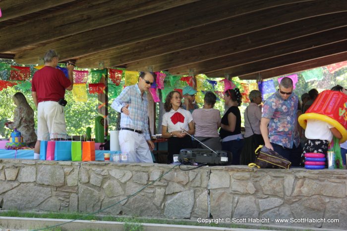 As people began to arrive, they jumped in to help set up.