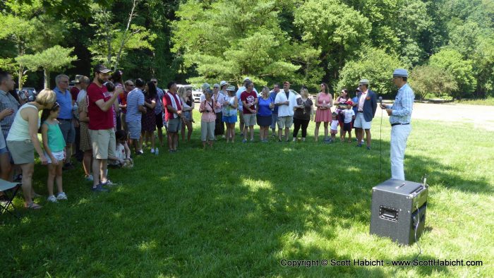 Everyone was gathered around waiting for the ceremony to start.