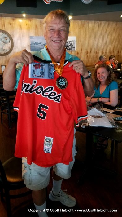 I gave my father a Brooks Robinson jersey for Father's Day and a picture of me - when I was about 8 - at the Baseball Hall of Fame in front of the same jersey.