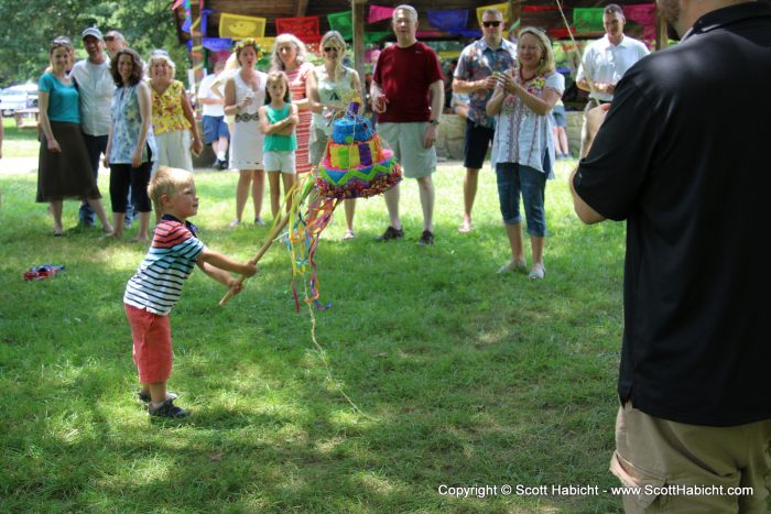 And then took turns trying to hit the pinata.